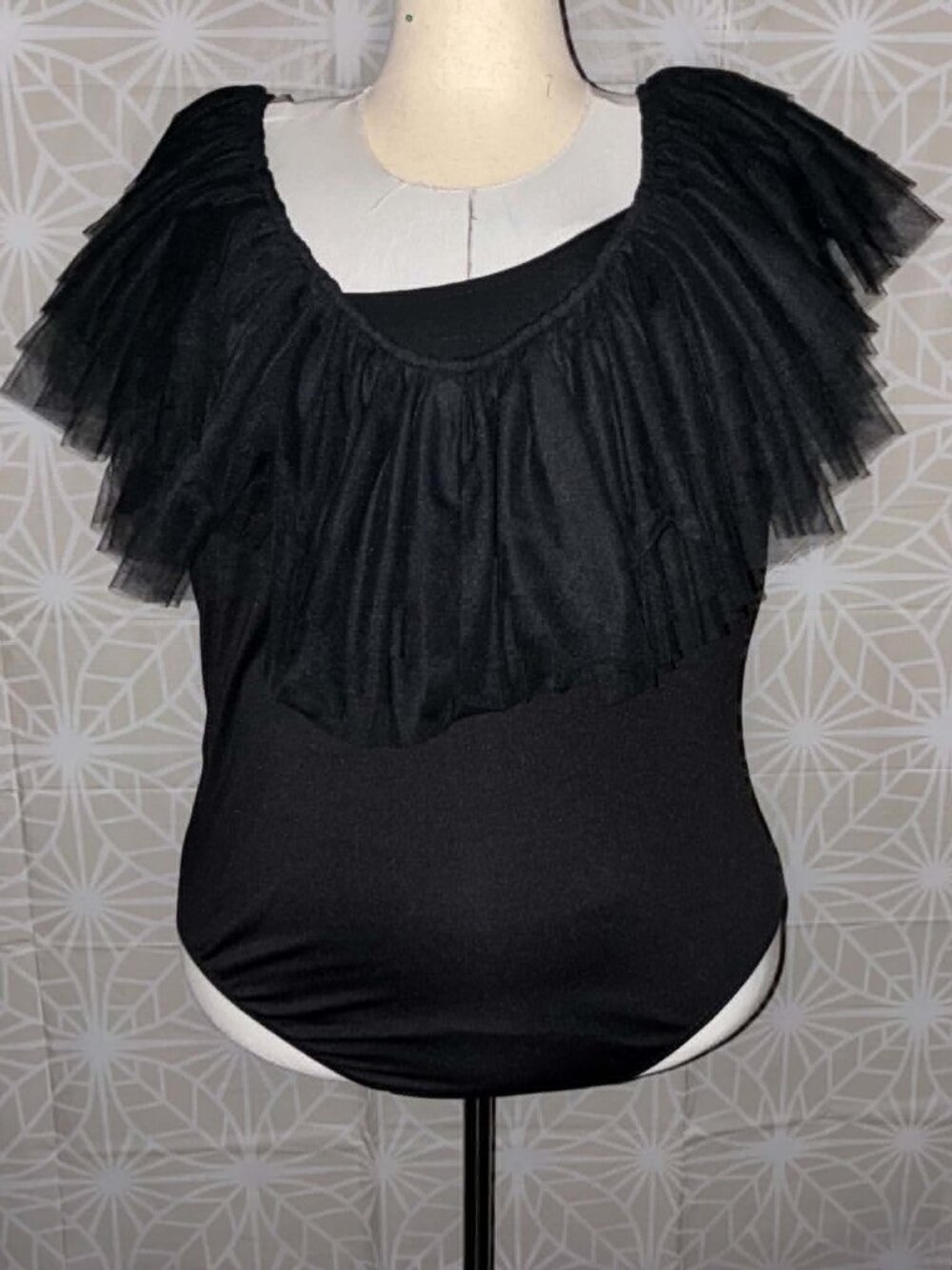 Ashley Stewart Black Ruffle Bodysuit – Size 18/20 (Brand New, No Tags)